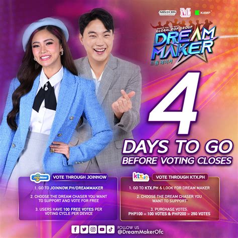 Pinoy Dreamers! Vote now via joinnow.ph and dreammaker.ph!.